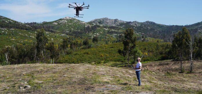 Personal de Fundación MAPFRE reforestando con dron