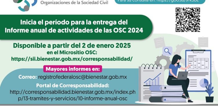Inicia el periodo para la entrega del informe anual de actividades de las OSC 2024